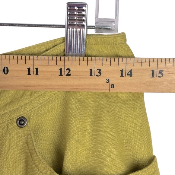 J Jill Linen Wide Leg Chartreuse Women’s Pants Size 6 Drawstring waist Flowy - Picture 9 of 10